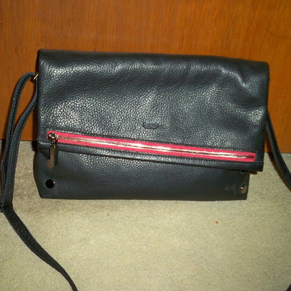 Hammitt VIP Large Black Leather Crossbody Gunmetal Hardware EUC, $475!!